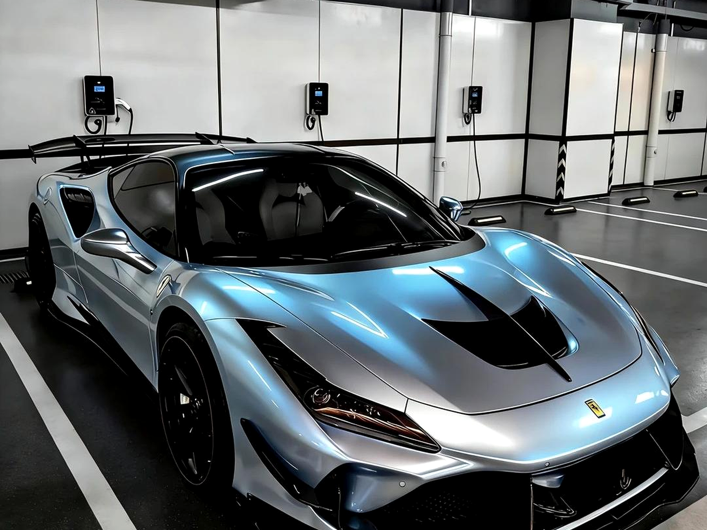 ArmorHue gloss iridescent blue color-shift wrap on a high-end vehicle
